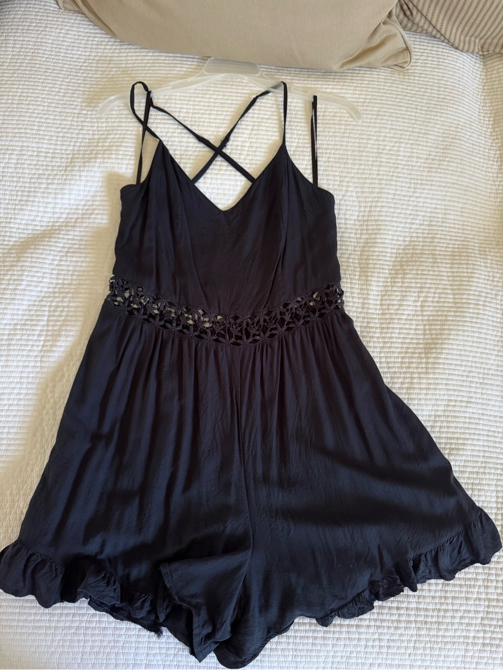 Hollister Black Strappy Crochet Waist Romper